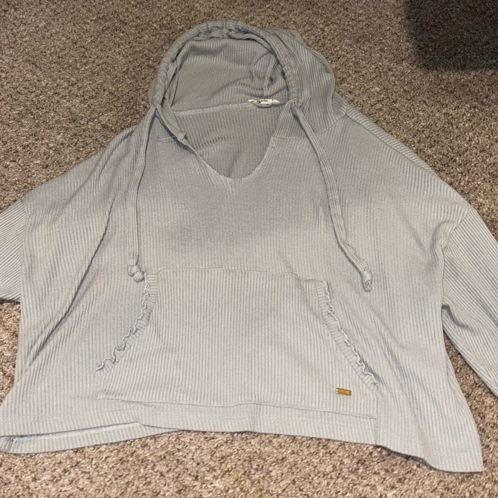 Ron Jon Light Gray V-Neck Hooded Sweater